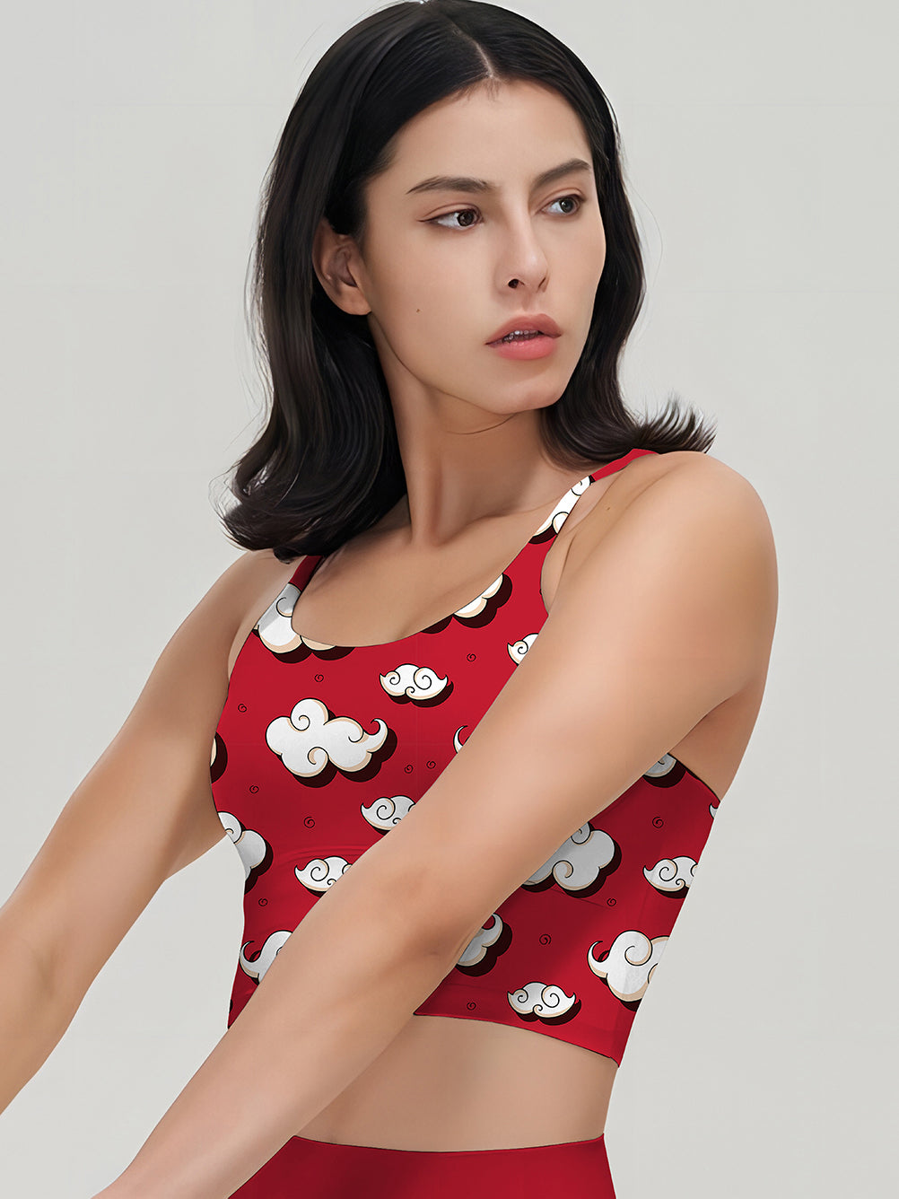 Chinese style auspicious cloud red tank tops