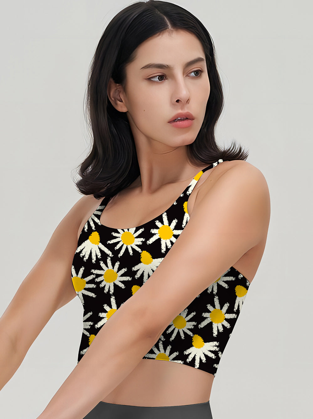 Flower hand painted abstract floral tank tops