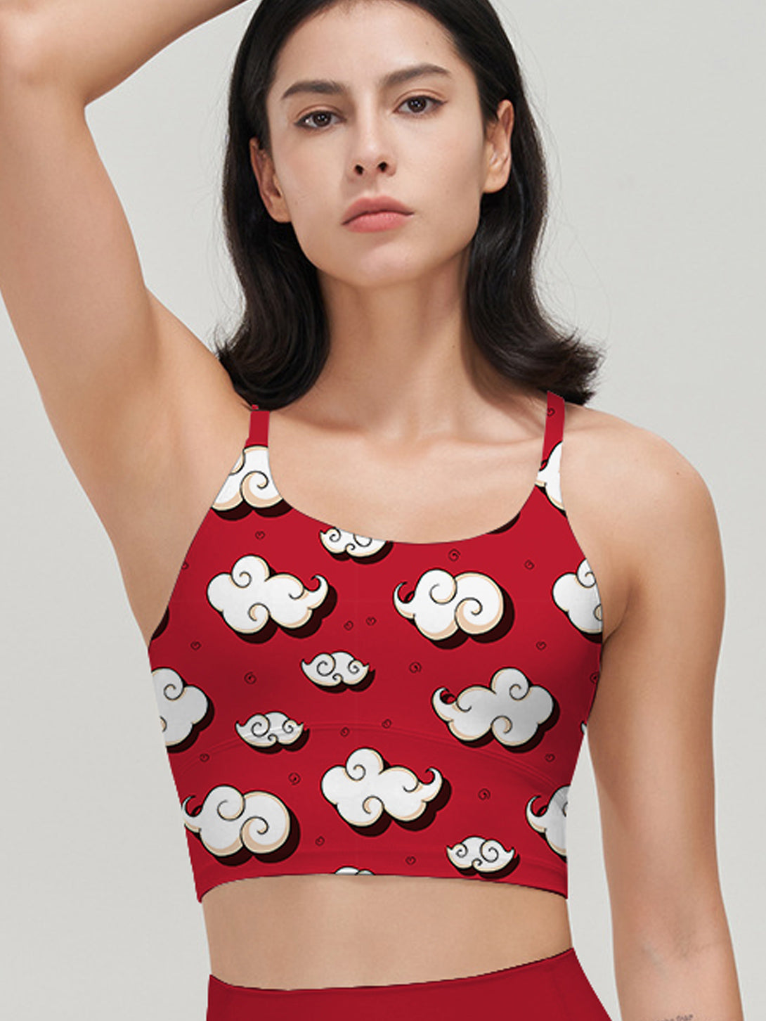 Chinese style auspicious cloud red tank tops