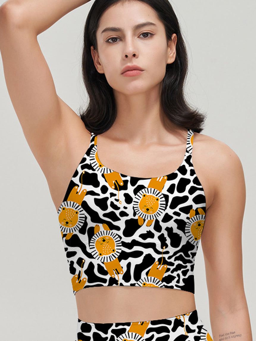 Animal childish cartoon lions abstract shapes tank tops