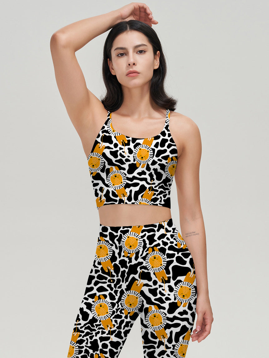 Animal childish cartoon lions abstract shapes leggings