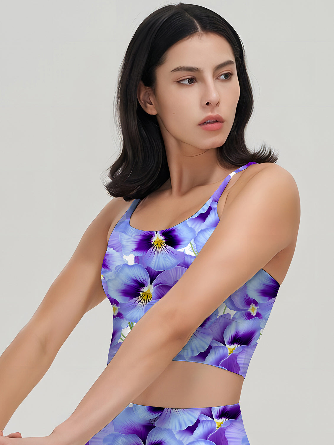 Flowers pansies seamless pattern tank tops