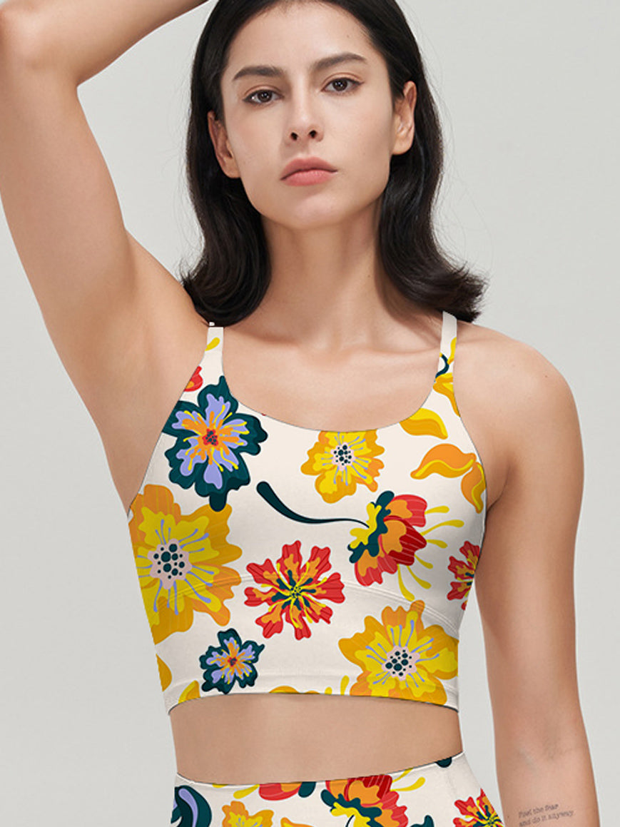 Flower colorful exotic pattern leaves tank tops