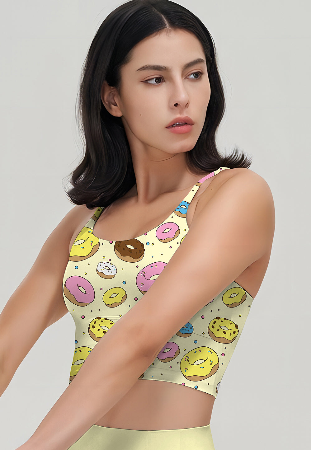Cartoon hand drawn colored donuts tank tops