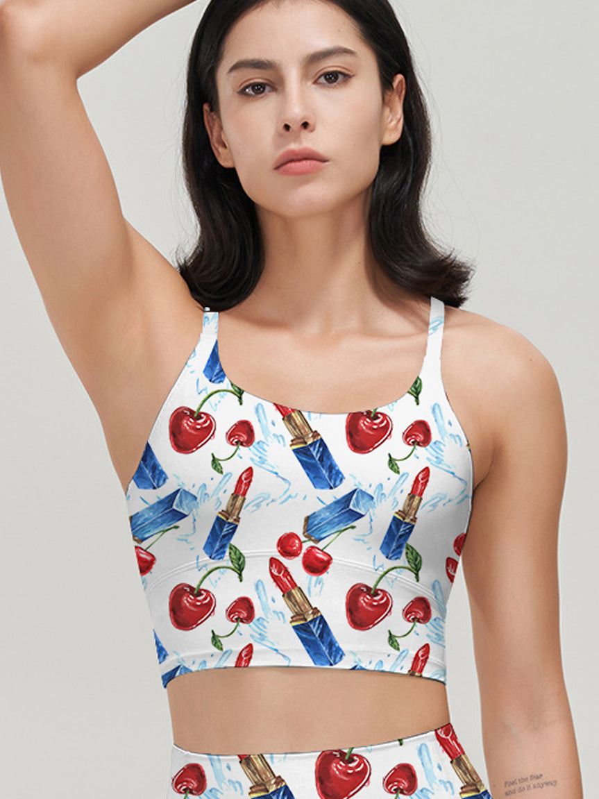 Fruits hand drawn fashion illustration lipstick cherry tank tops