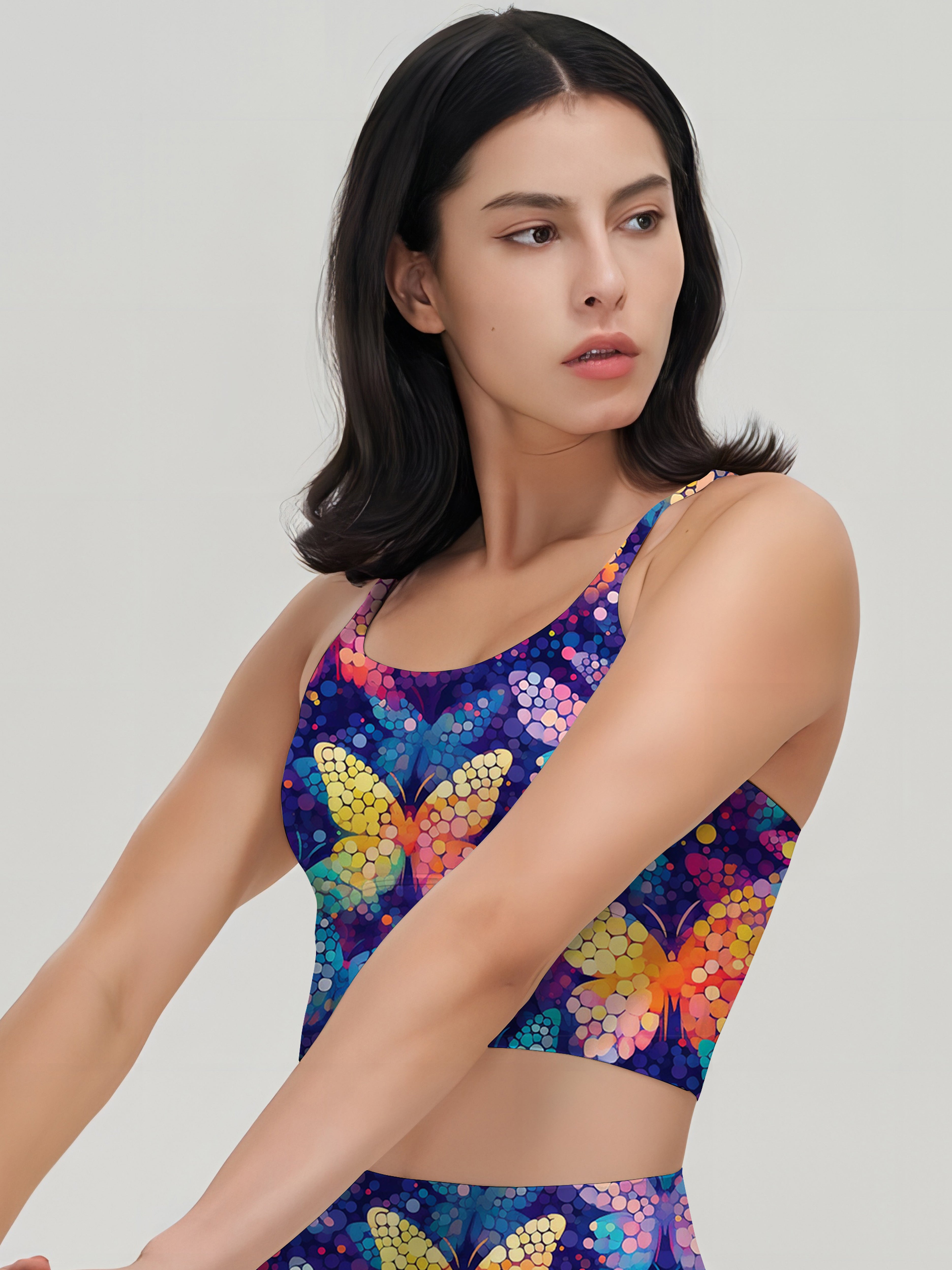Animal colorful splicing butterfly tank tops