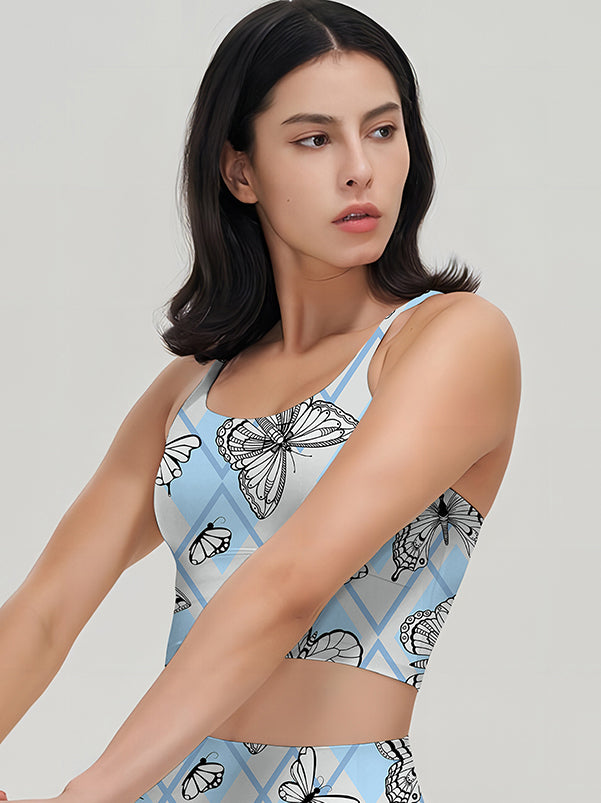 Animal beautiful butterfly handdrawn contour lines tank tops