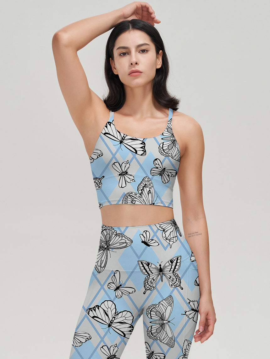 Animal beautiful butterfly handdrawn contour lines leggings
