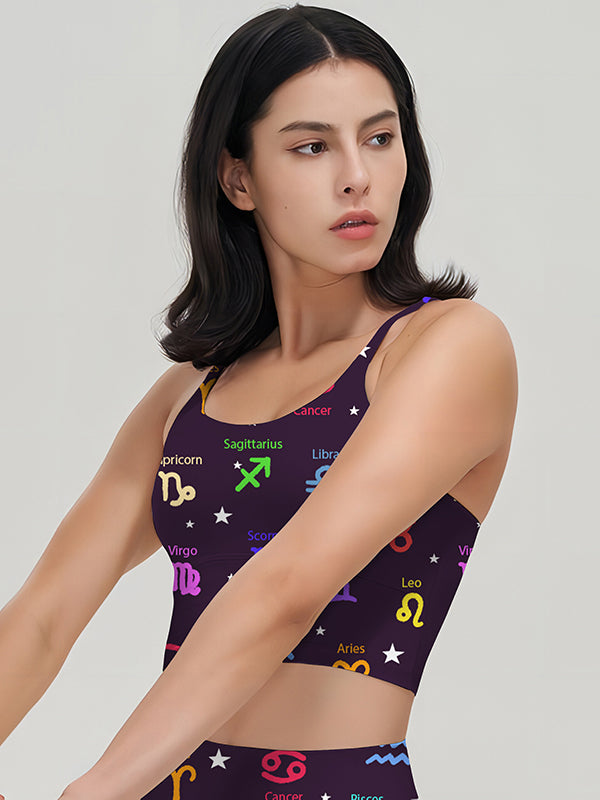 Colorful constellation icon purple tank tops