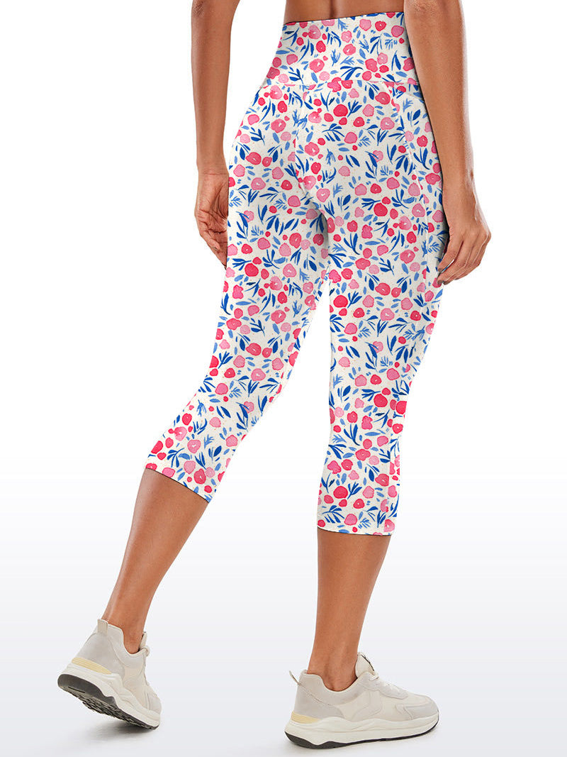 Flower pink watercolor small round flower capris