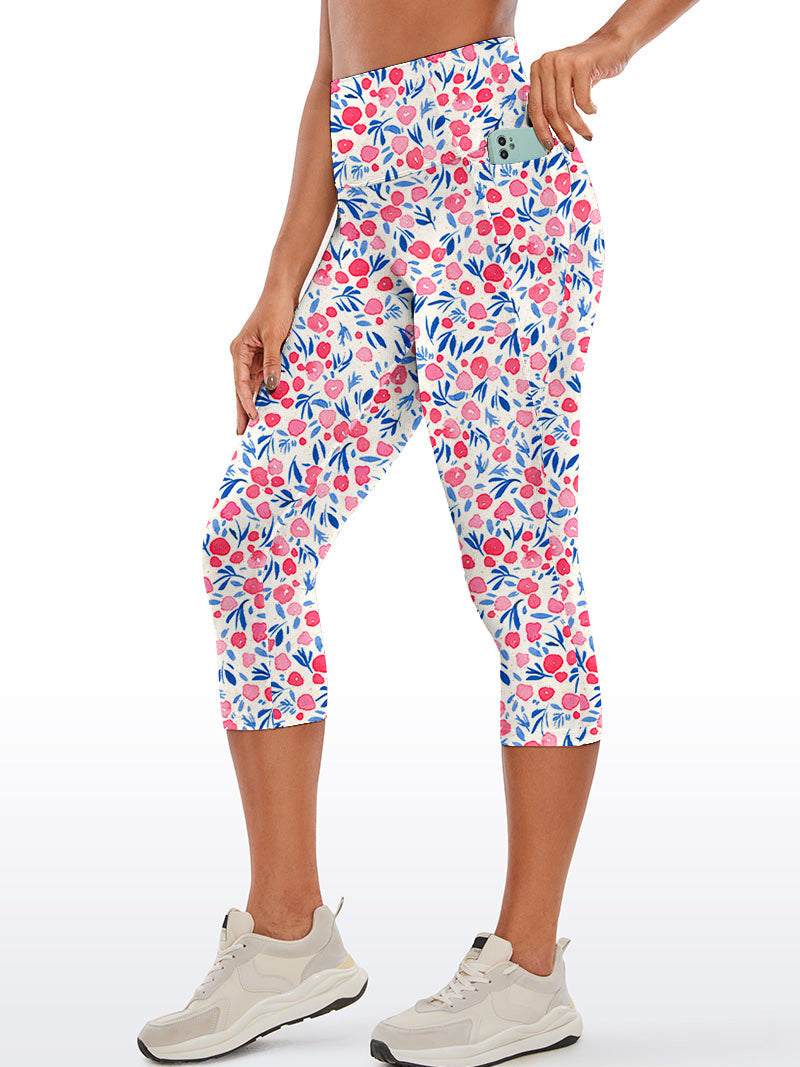 Flower pink watercolor small round flower capris