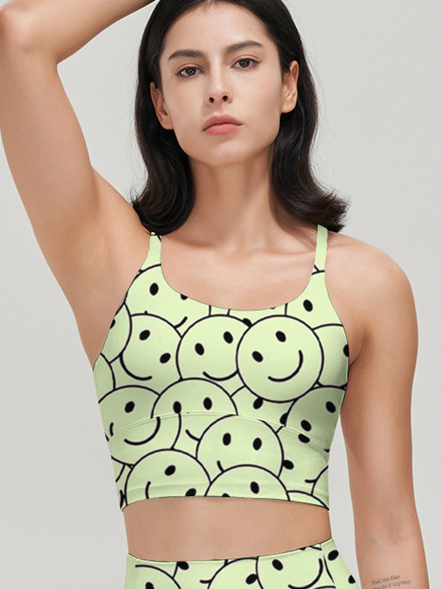 Funny smile dope faces seamless green tank tops