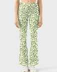 Funny smile dope faces seamless green flare leggings