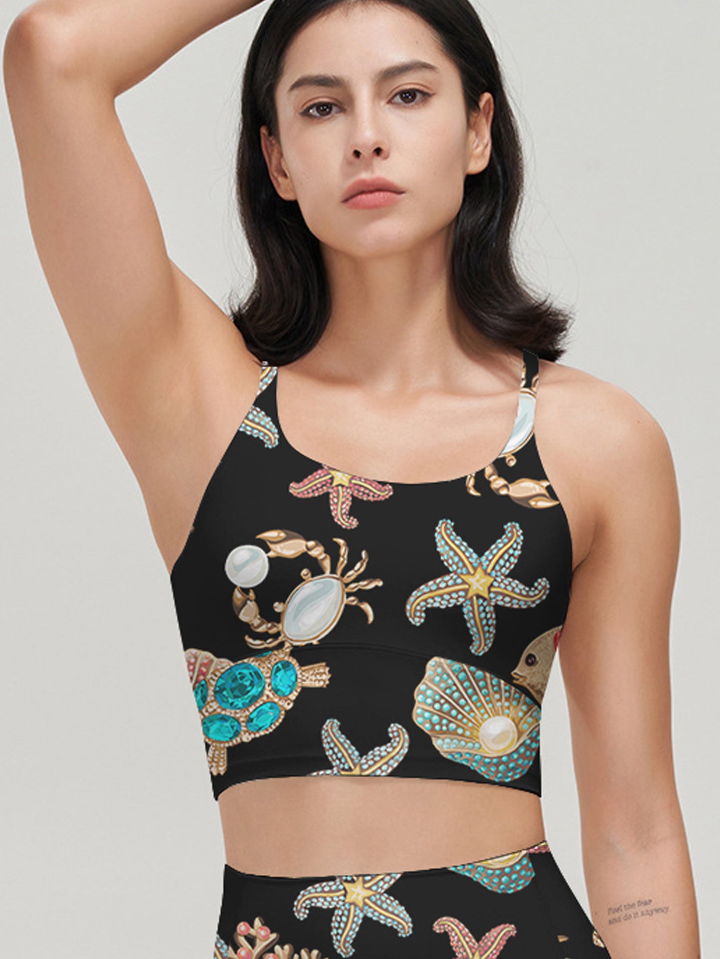 Ocean gem starfish turtle coral shell yoga tank tops