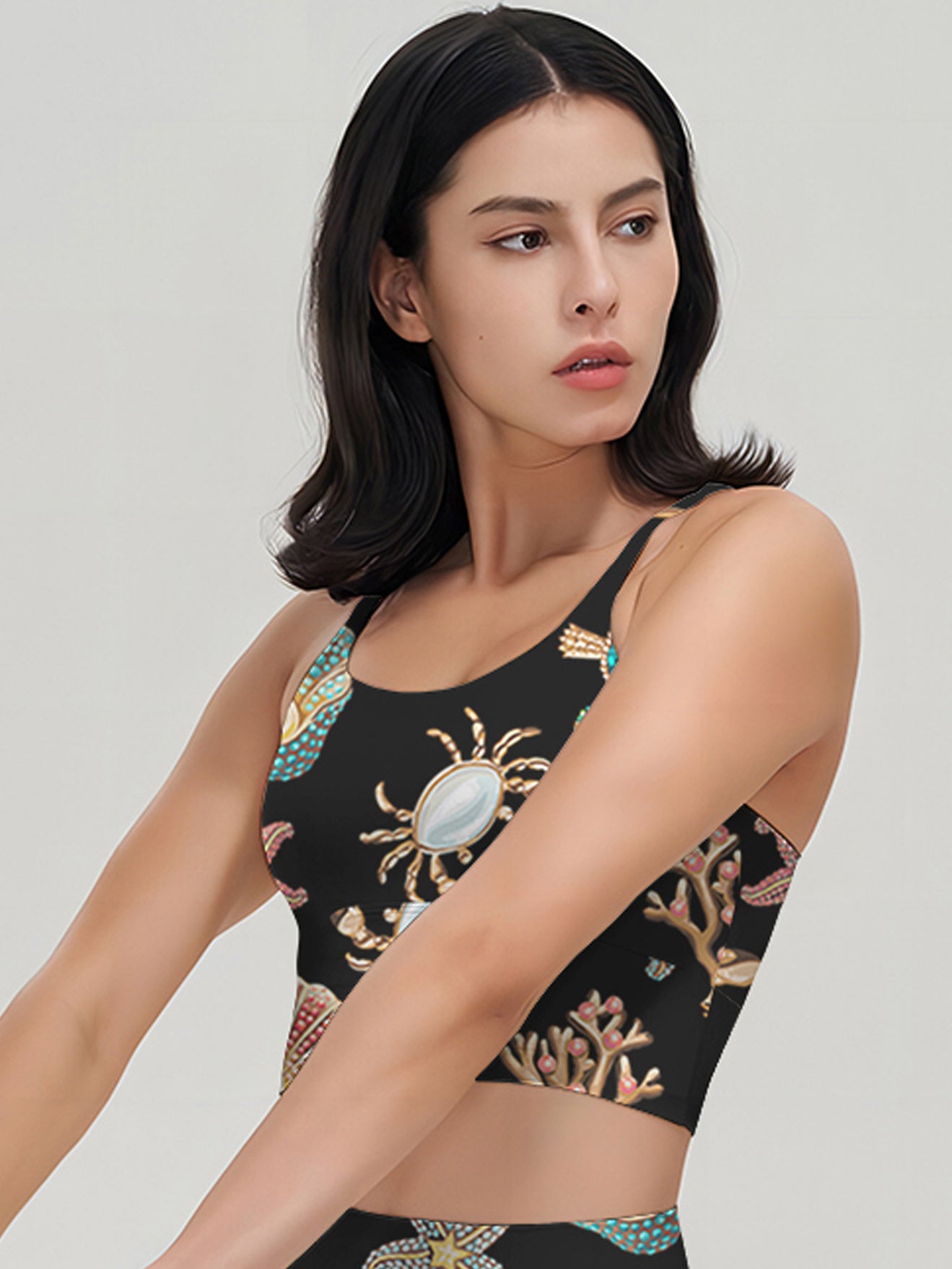 Ocean gem starfish turtle coral shell yoga tank tops