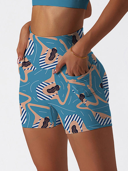 Girl swimmers in the pool blue shorts