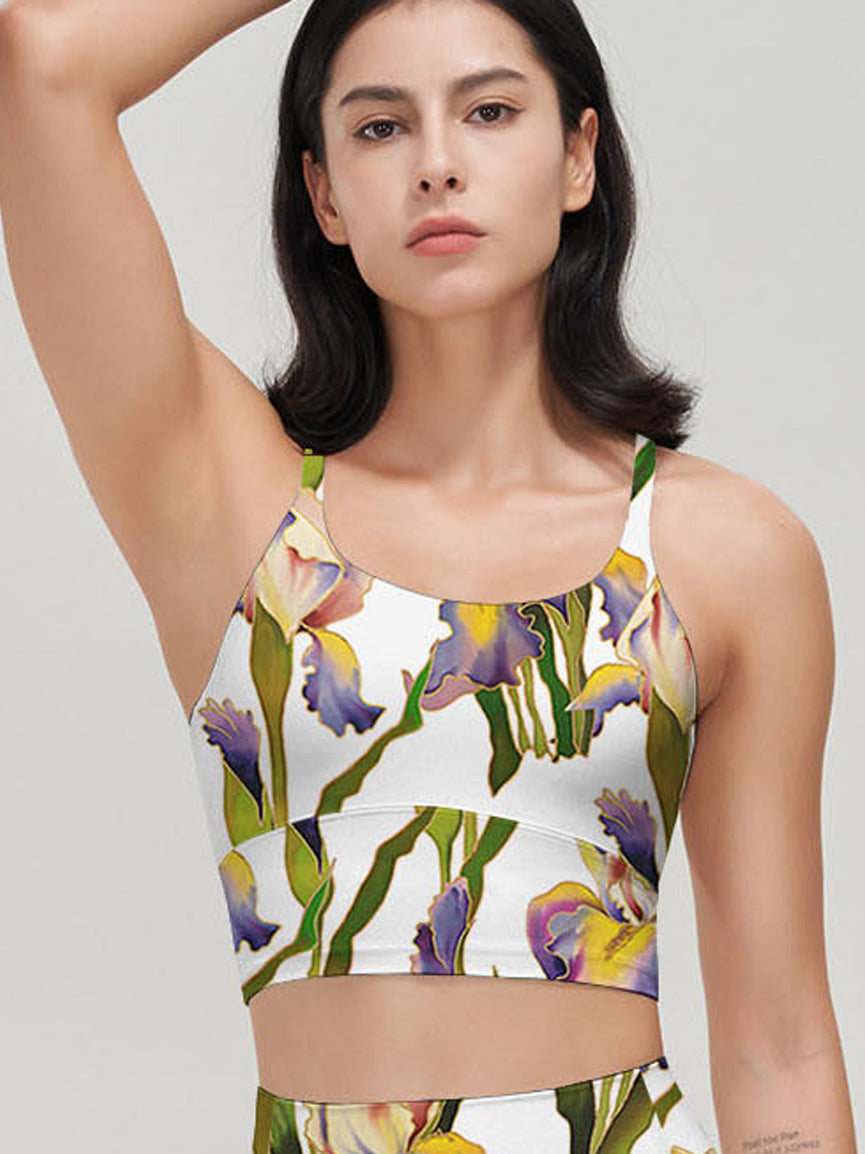 Flower watercolor iris painting tank tops