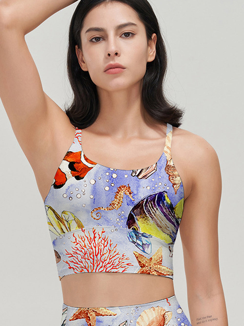 Ocean watercolor tropical sea fish tank tops