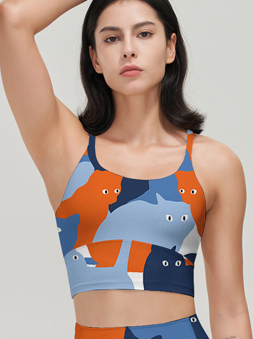 Animal color shaded cat tank tops