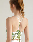Botanical watercolor illustration of bamboo pattern tank tops