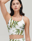 Botanical watercolor illustration of bamboo pattern tank tops