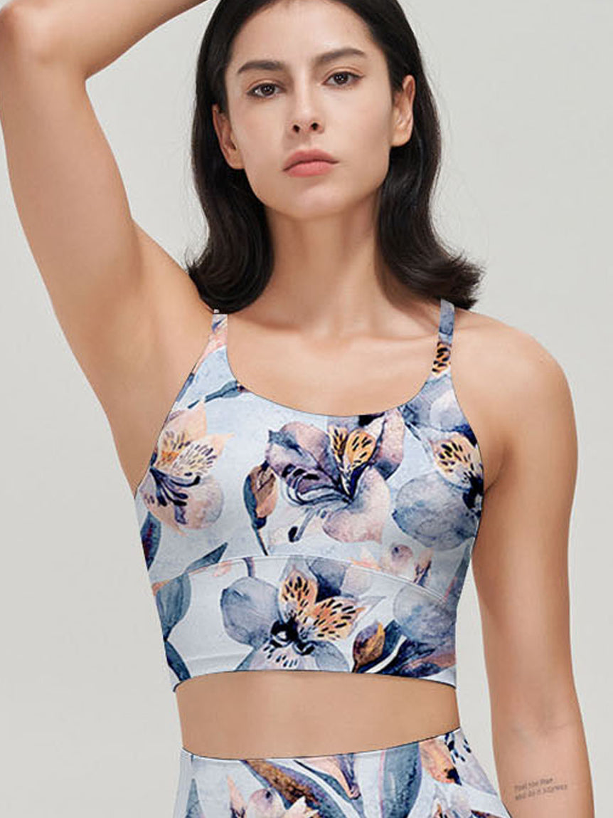 Flower watercolor orchid light tank tops