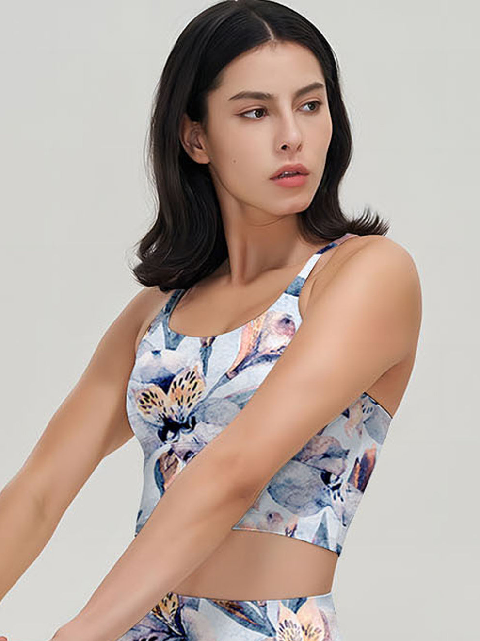 Flower watercolor orchid light tank tops