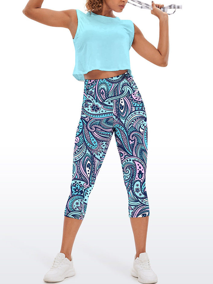 Mandala blue cute boho geometric capris
