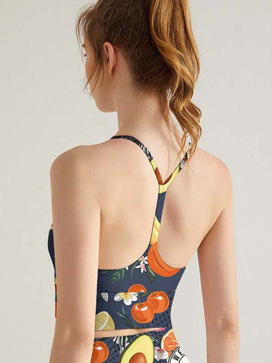 Hawaiian seamless tropical fruits and flowers tank tops