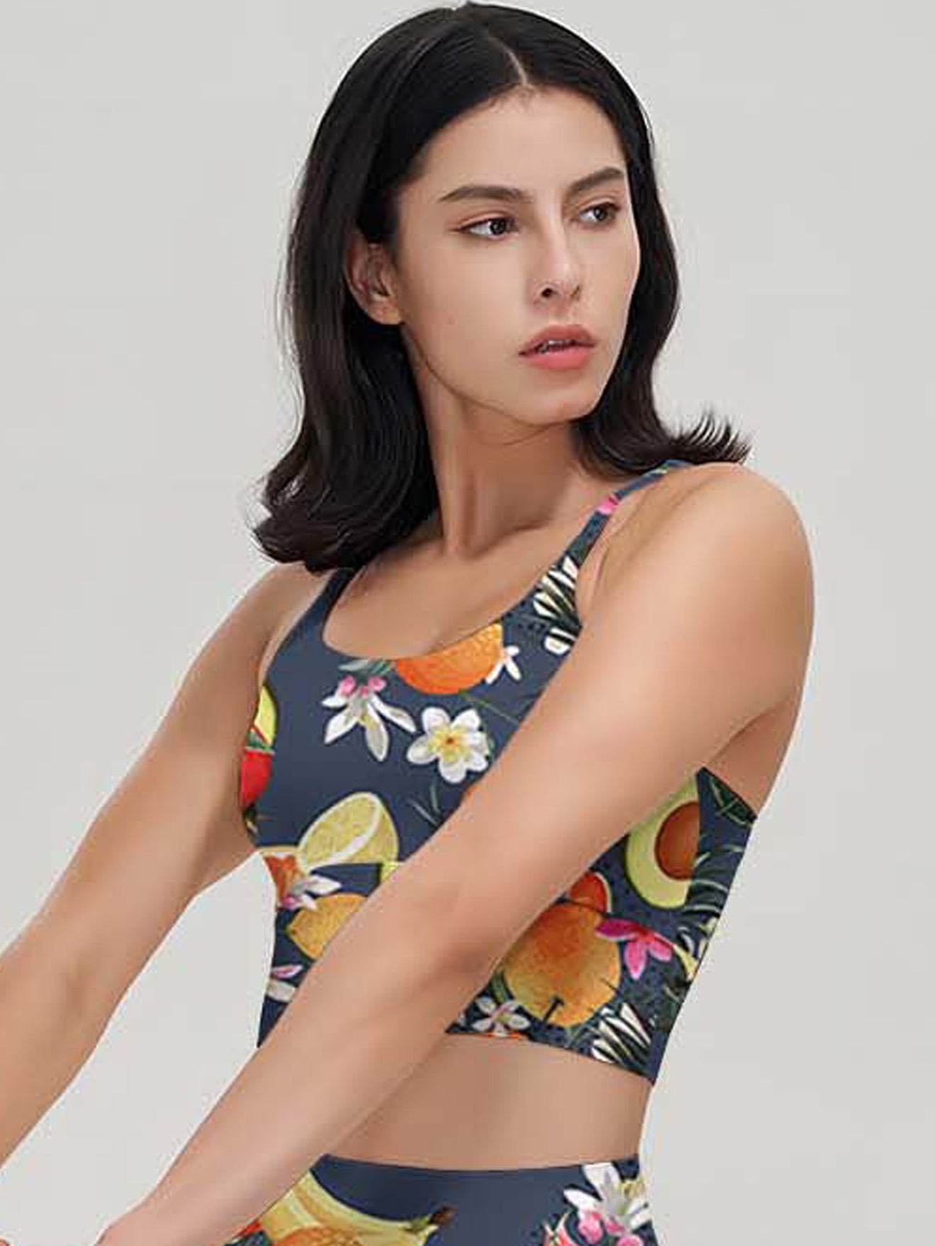 Hawaiian seamless tropical fruits and flowers tank tops
