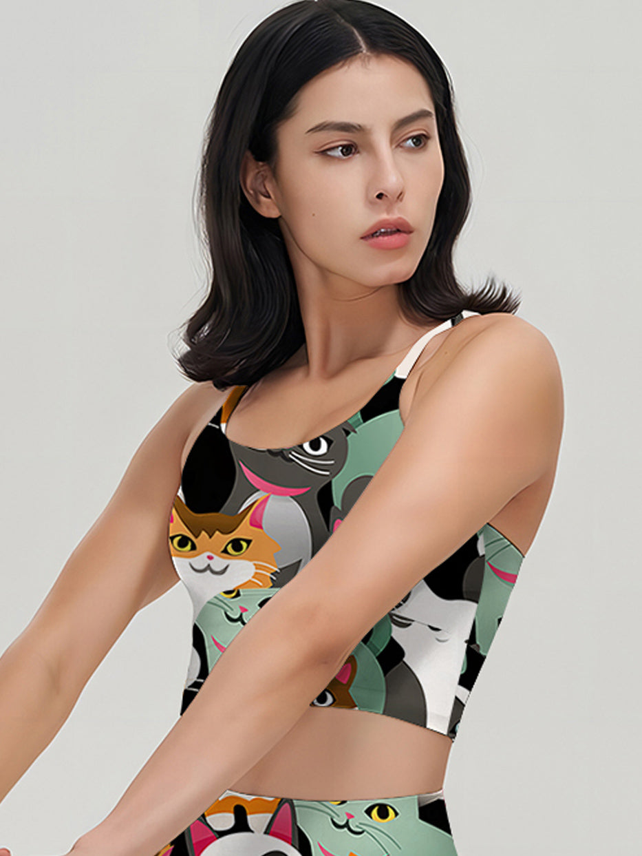 Animal funny cartoon colorful cats tank tops