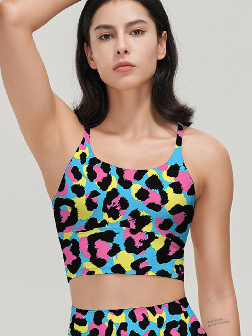 Animal bright colorful leopard pattern doodles tank tops