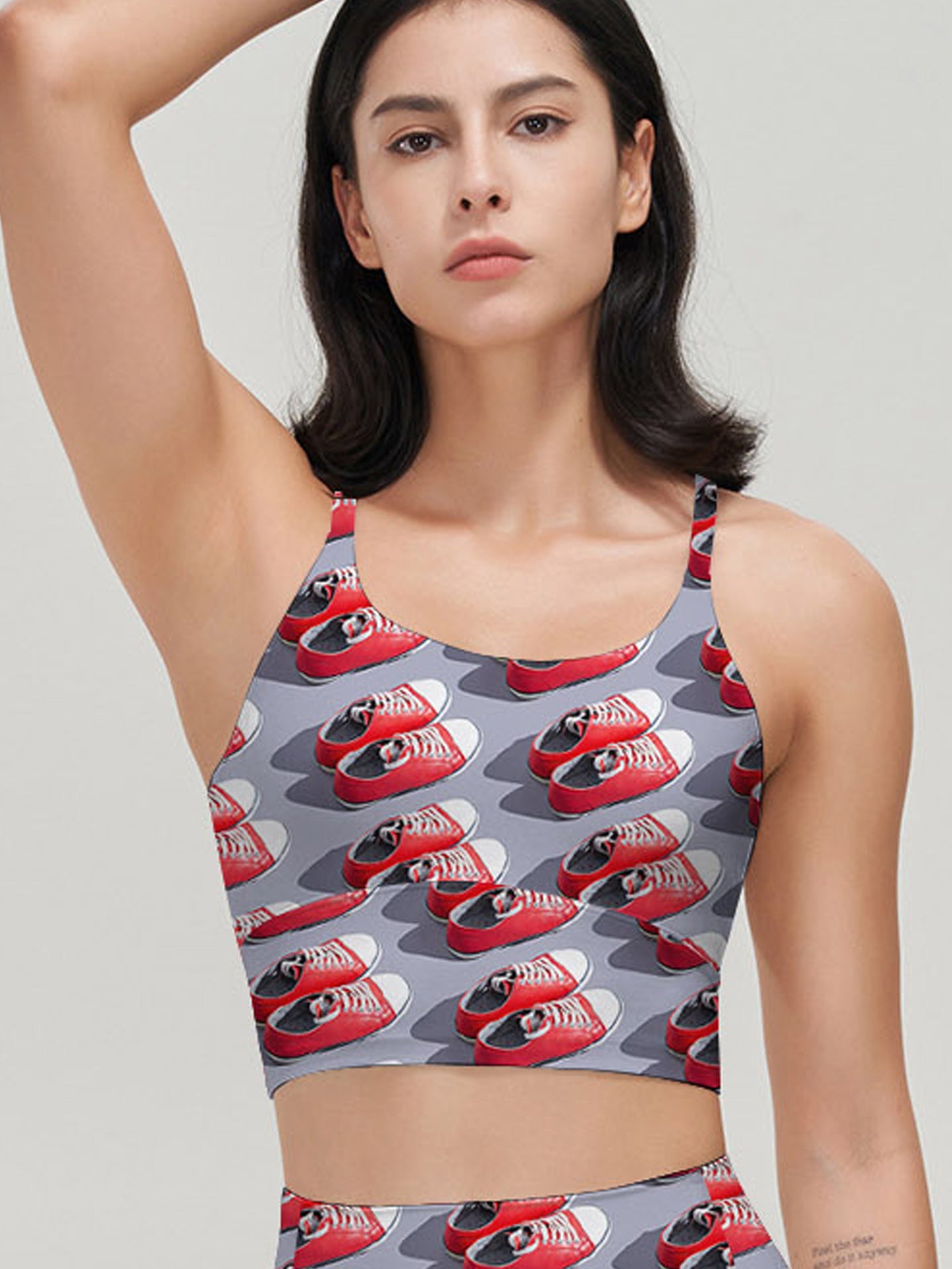 Carton red sneakers printed tank tops