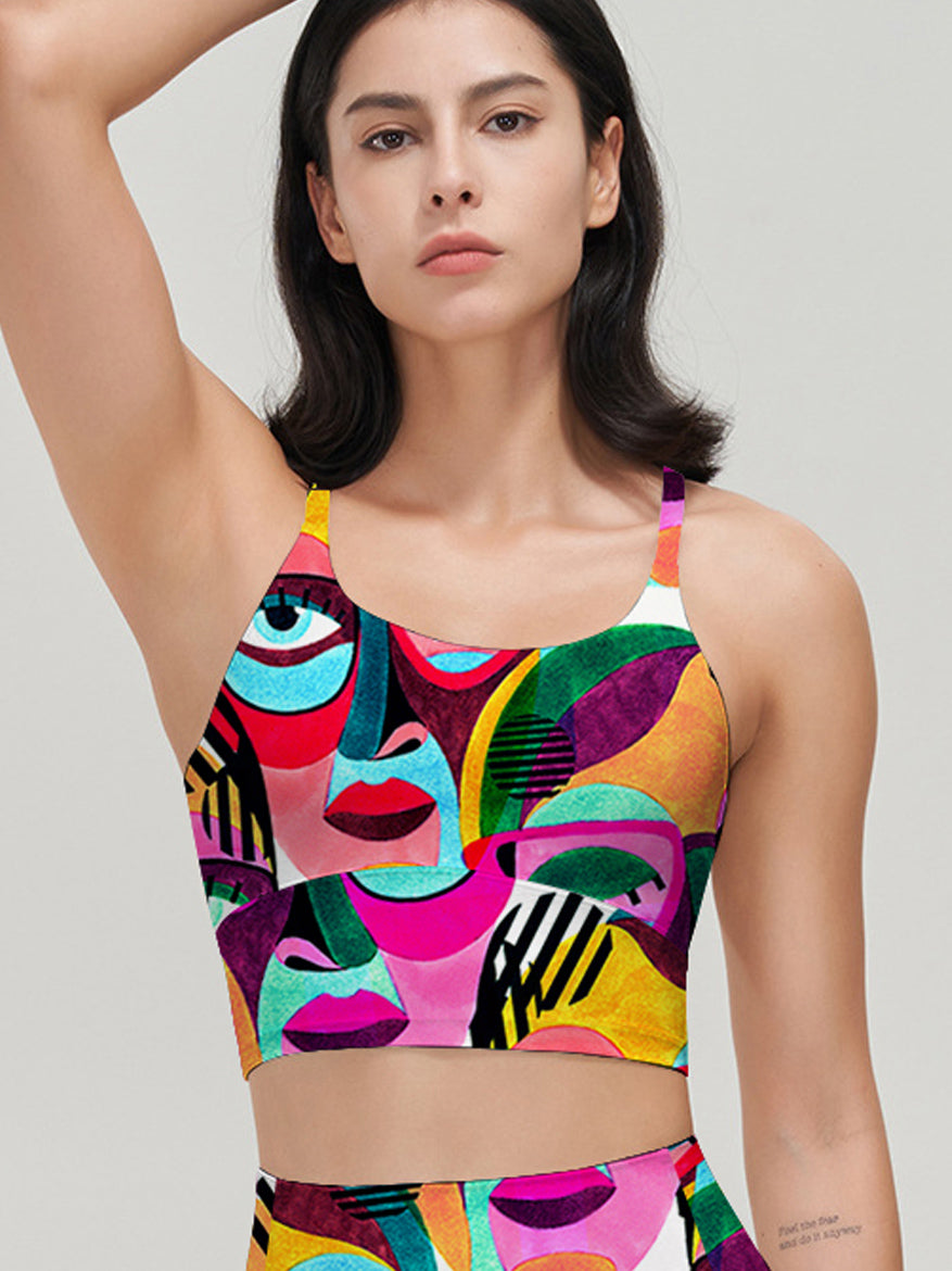 Colorful abstract exotic woman wearing glasses tank tops