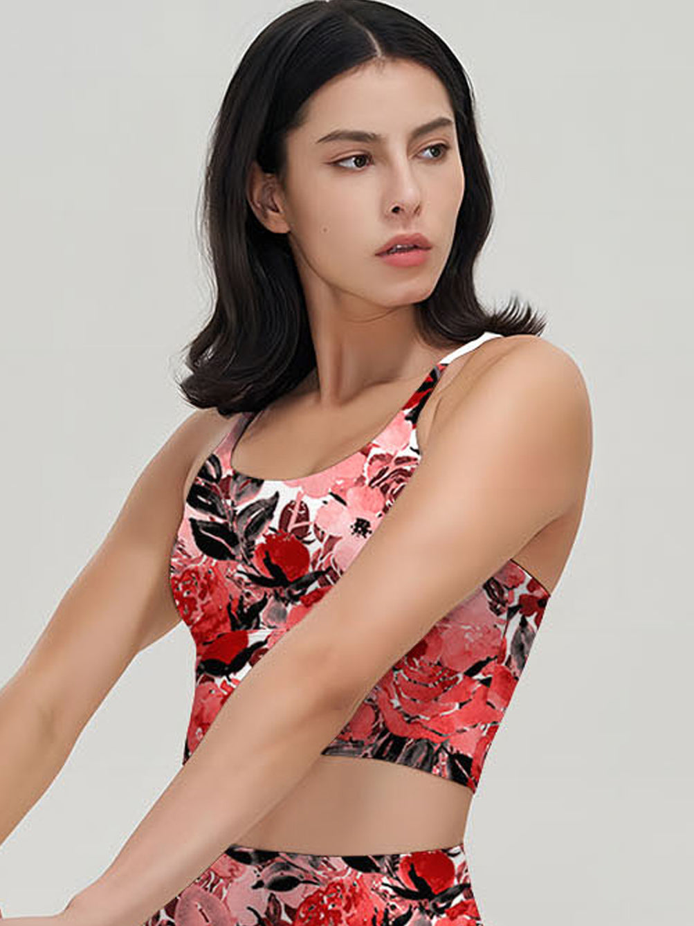 Flower red watercolor peony tank tops