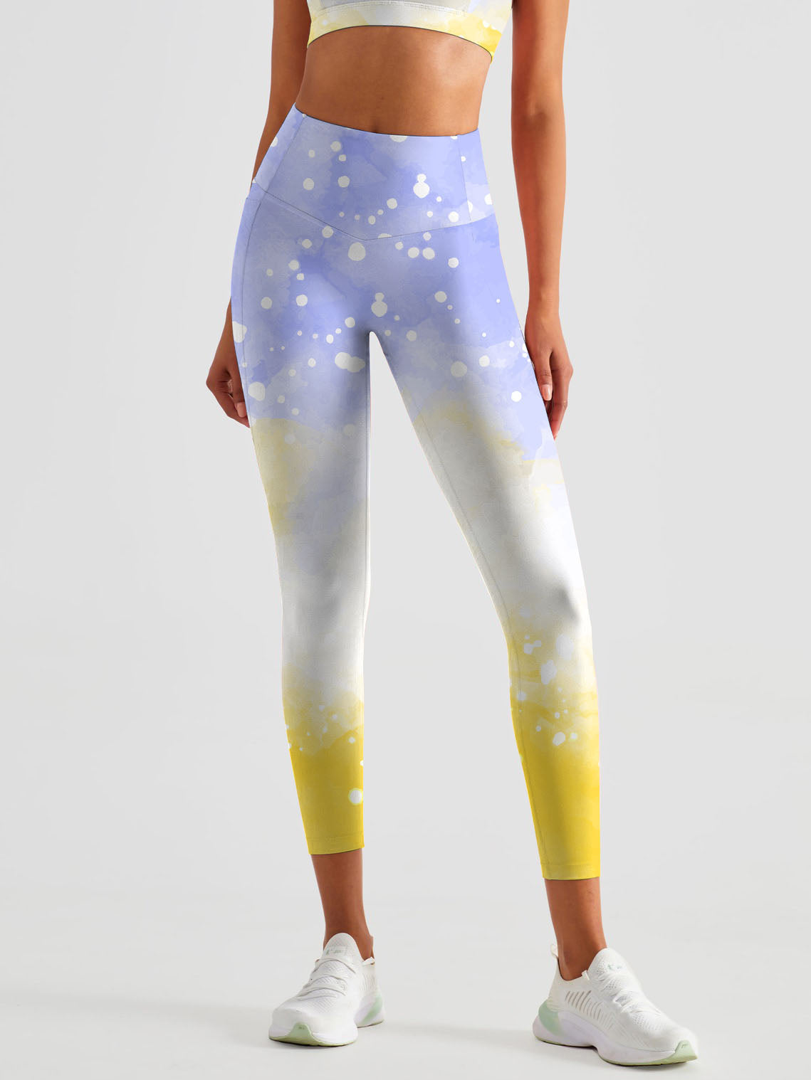 Yellow smudged and painted design tights