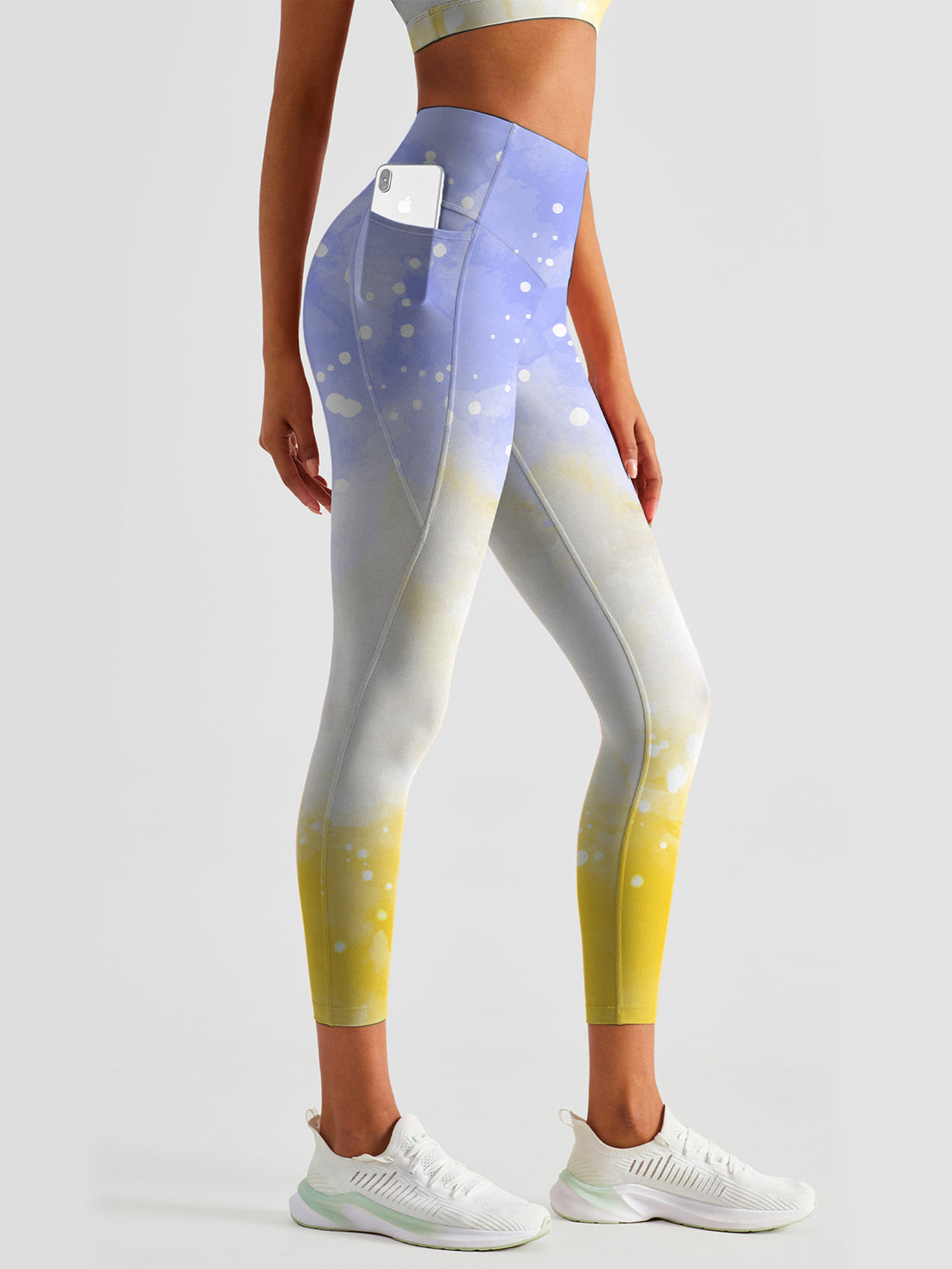 Yellow smudged and painted design tights