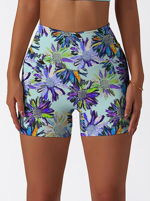 Flower hand-painted exotic chrysanthemum shorts