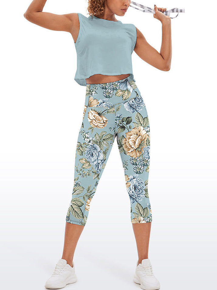 Flower vintage spring rose capris