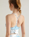 Abstract line face portrait light blue tank tops