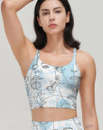 Abstract line face portrait light blue tank tops
