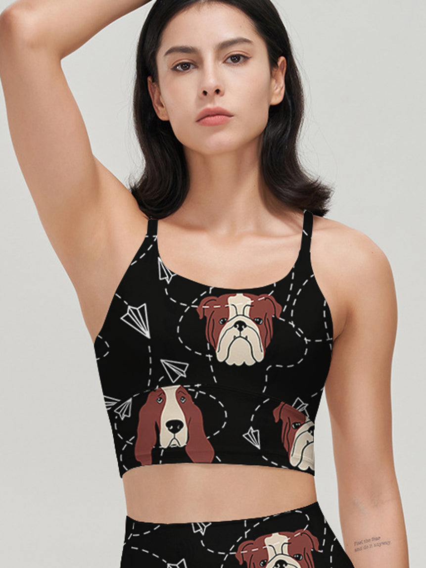 Animal paper airplane line cartoon puppy tank tops