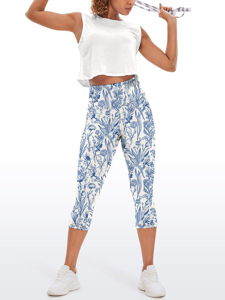 Flower blue lily of the valley rose tulip leaves capris