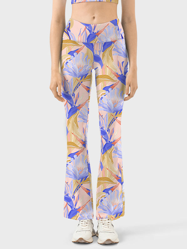 Flower small fresh anthurium strelitzia light purple flare leggings