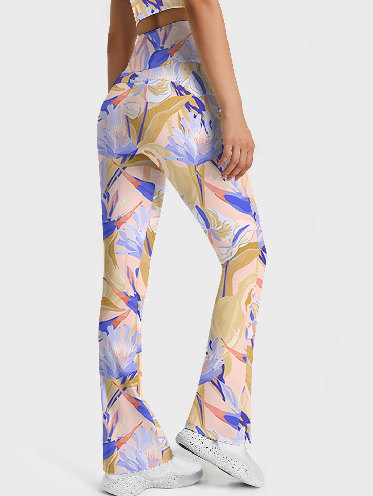 Flower small fresh anthurium strelitzia light purple flare leggings