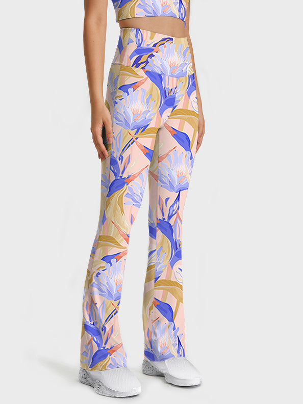 Flower small fresh anthurium strelitzia light purple flare leggings