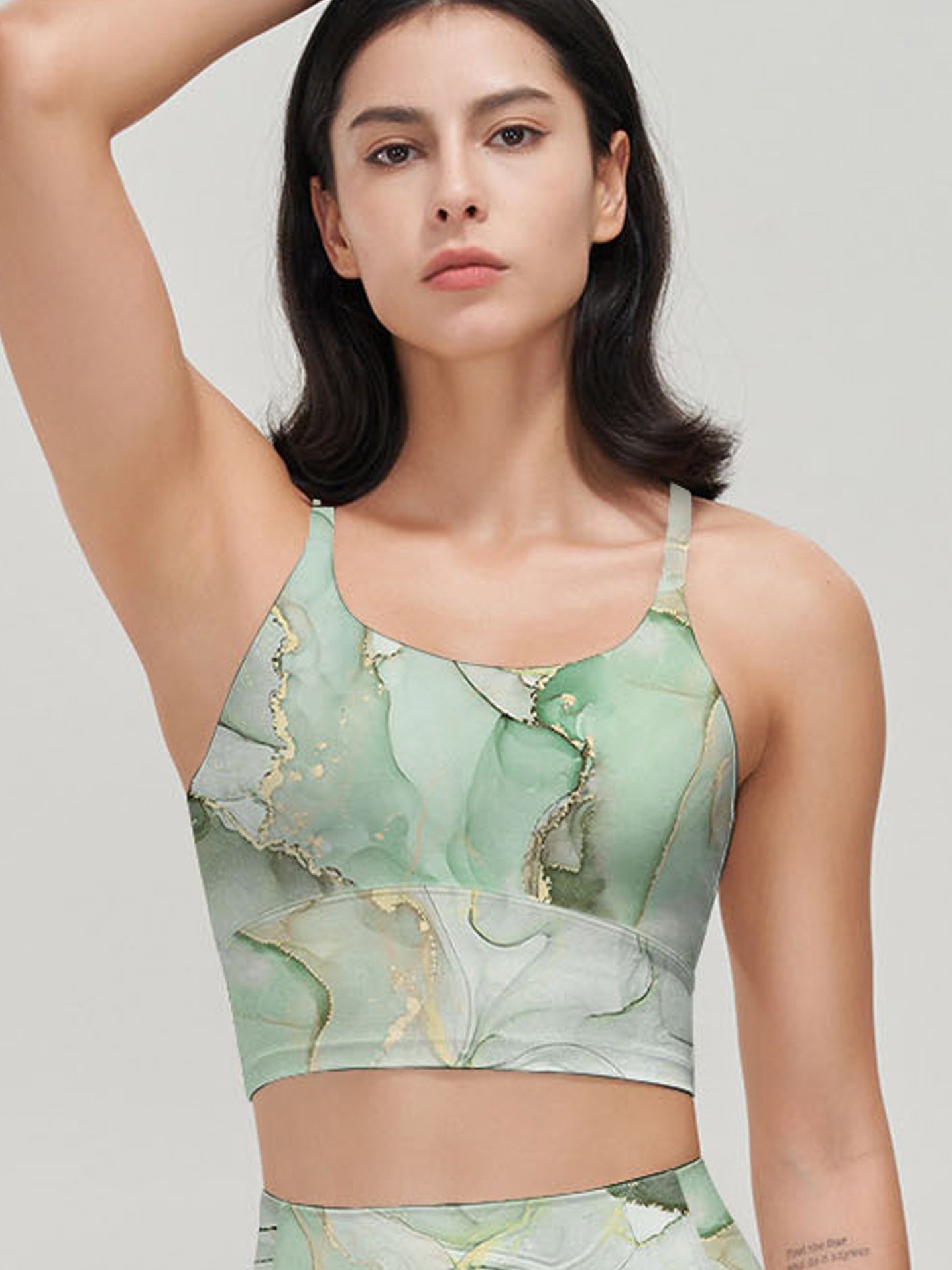 Gilt water ripple gold green marble print tank tops