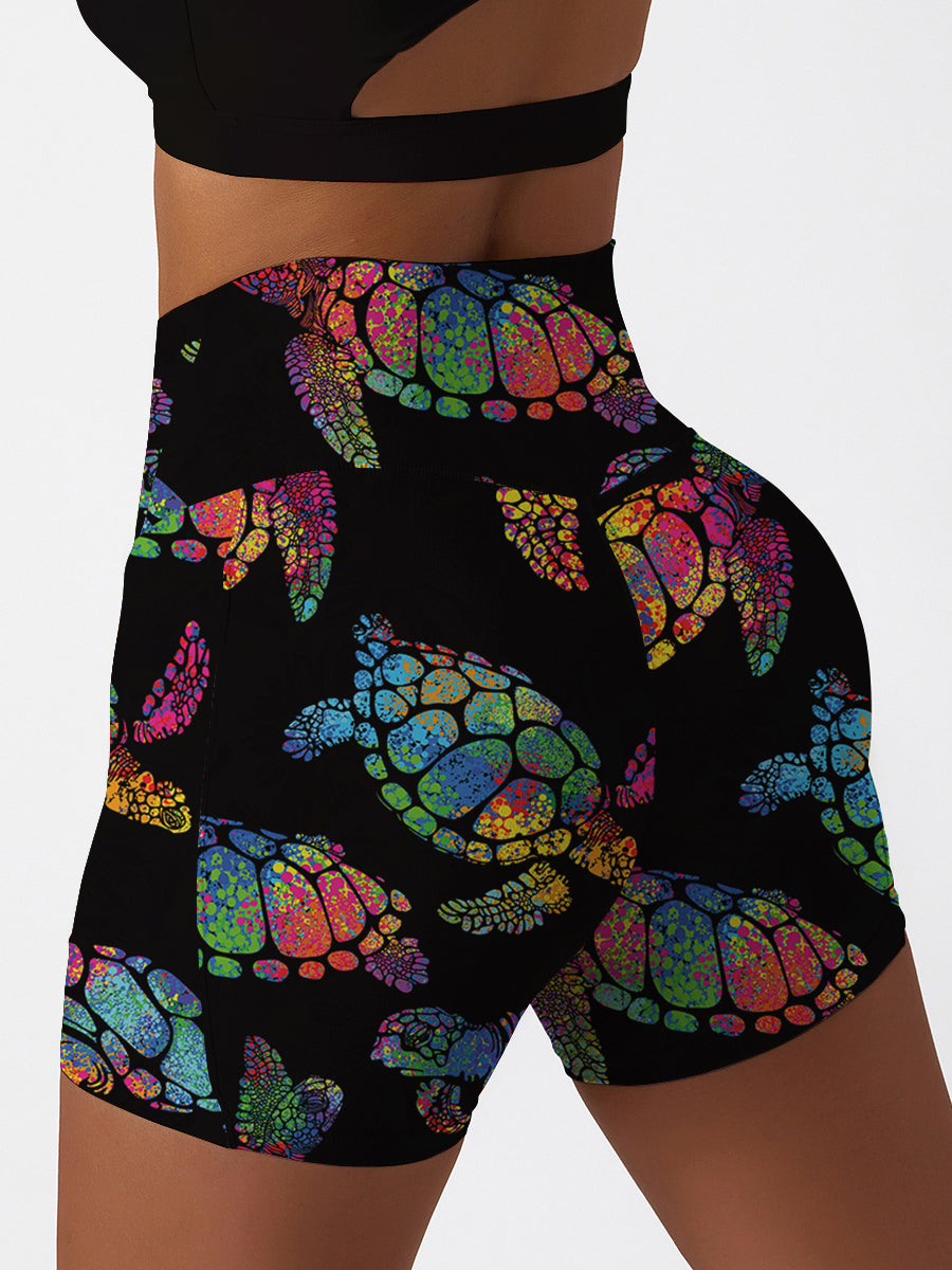 Ocean turtle colorful shining shorts