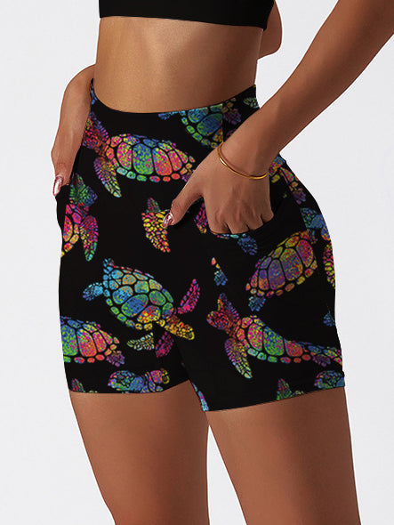 Ocean turtle colorful shining shorts