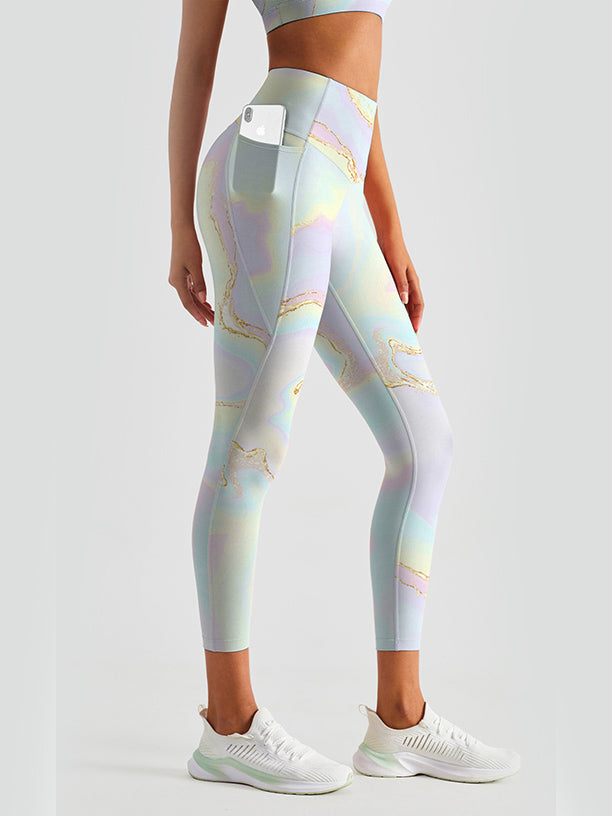 Colorful gilt water ripple liquid leggings
